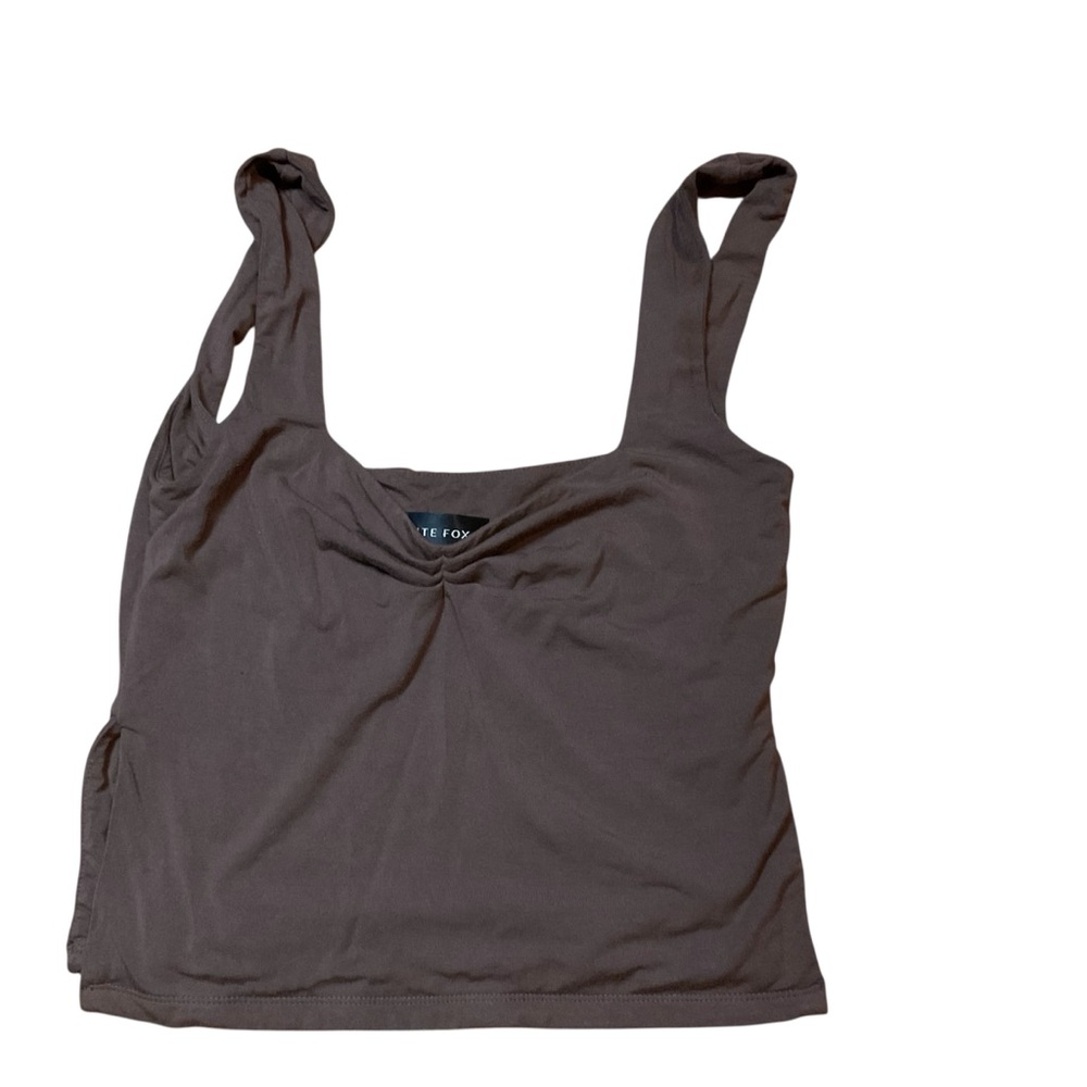 White fox crop tank Sleeveless top brown